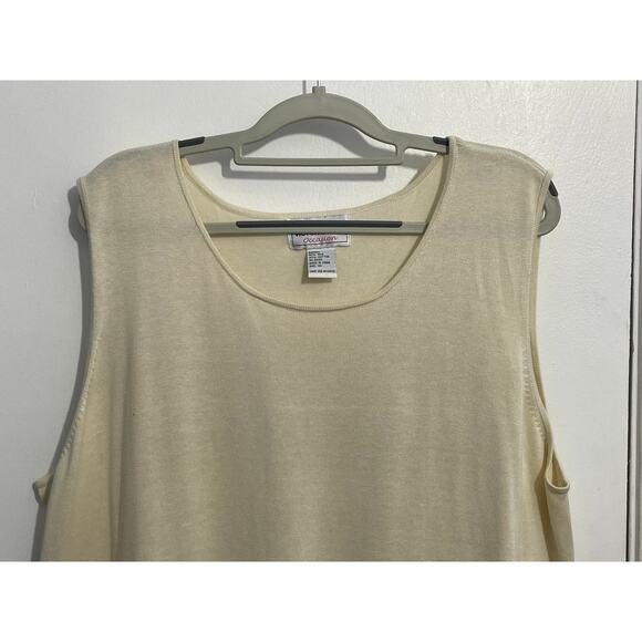 Victor Costa Silk Blend Sleeveless Sweater Blouse 3X Cream Minimalist Layering - Picture 2 of 4